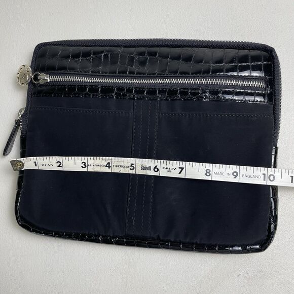 Brighton Patent Leather Nylon iPad Tablet Reader Case Zips With Pockets Black - Picture 4 of 8